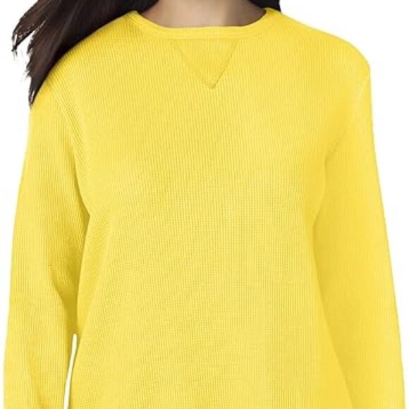 NWT Woman Within Plus Size Primrose Yellow Waffle Thermal Sweatshirt Size 4XL Pl - Picture 2 of 8